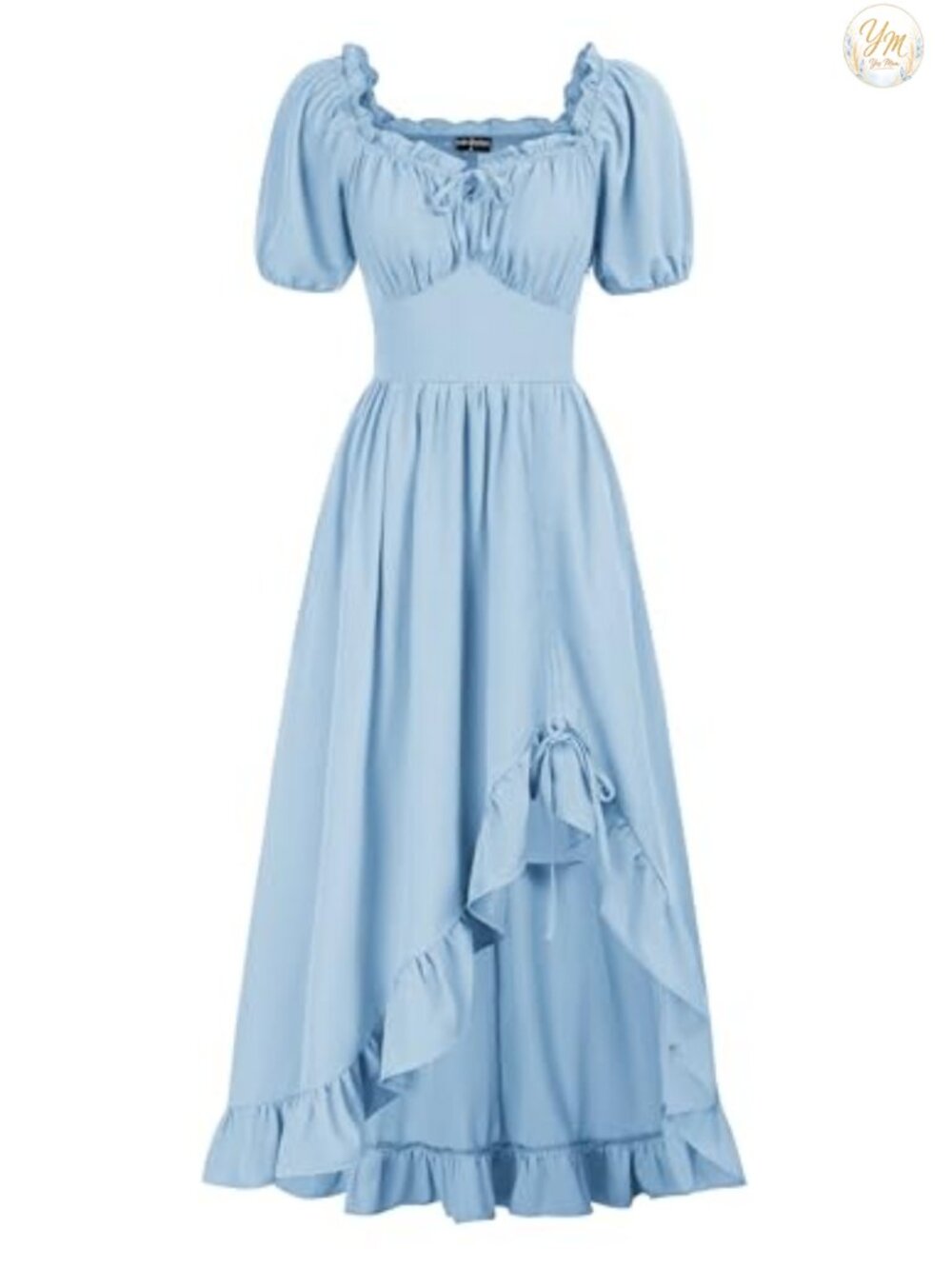 Corset Dress Victorian Renaissance Costume High Low Hem Ruffle